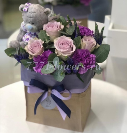 №5416 - Декоративный мешок серии FlowerBox в сиреневом цвете - фото 777flowers