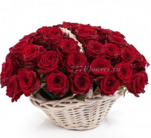 №4020 - Корзина из 51 красной розы - фото 777flowers