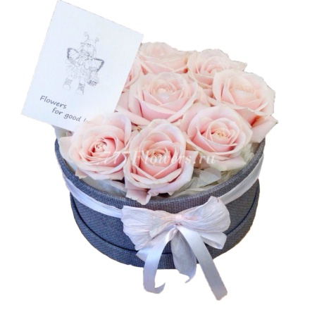 №0801 - Розы кремовые в коробке - фото 777flowers