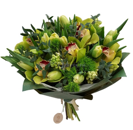 №1045 - Зеленый букет с орхидеей - фото 777flowers