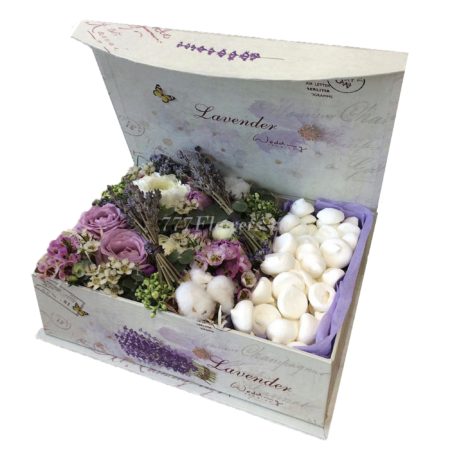 №7101 - Коробка с безе и лавандой - фото 777flowers