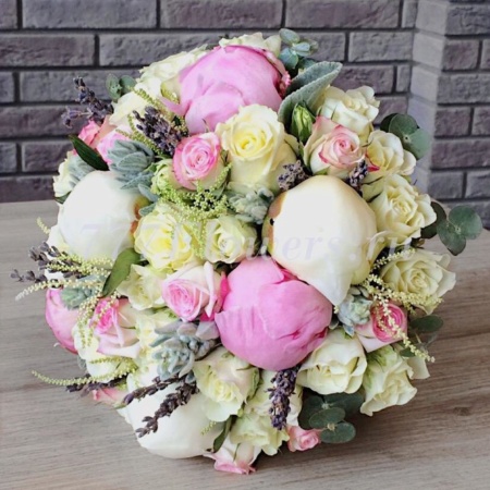 №2015 - Букет невесты из пионов и роз - фото 777flowers