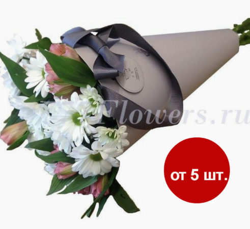 К0905 - Фирменный конус с хризантемой и альстромерией - фото 777flowers