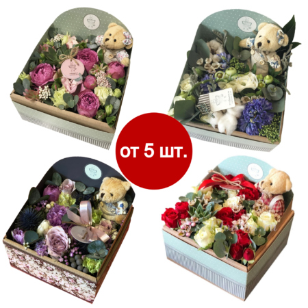 К5014 - Фирменная коробка FlowerBox с цветами и игрушкой - фото 777flowers