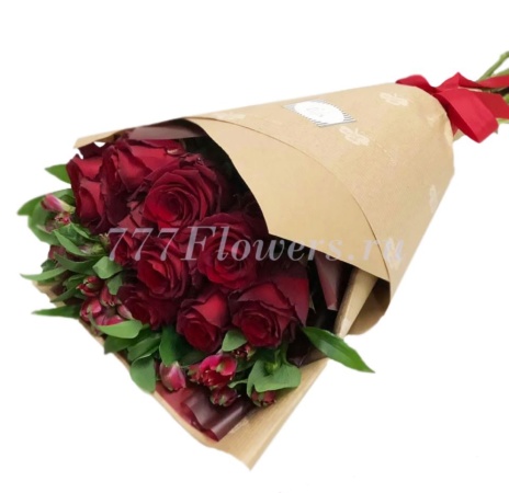 №1067 - Букет из красных роз и альстромерий. Коллекция SoLucky - фото 777flowers