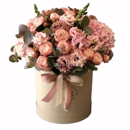 №0513 - Шляпная коробка с пионовидной розой - фото 777flowers