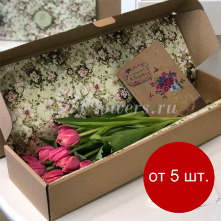 К5519 - Фирменная коробка FlowerCase Тюльпаны - фото 777flowers