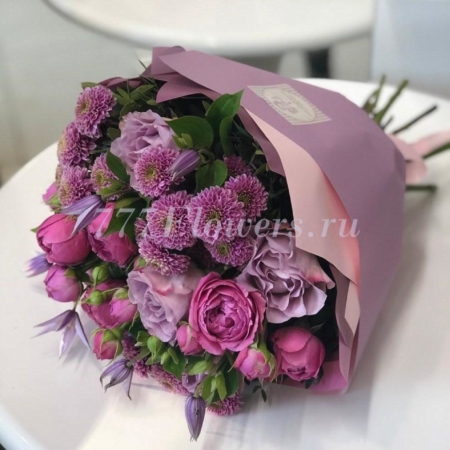 №1085 - Розово-сиреневый букет с розами - фото 777flowers