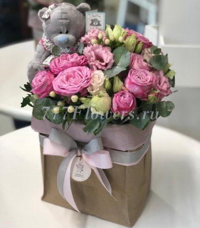 №5414 - Декоративный мешок серии FlowerBox в розовом цвете - фото 777flowers