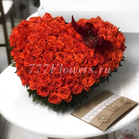 №7072 - Сердце из 101 розы - фото 777flowers