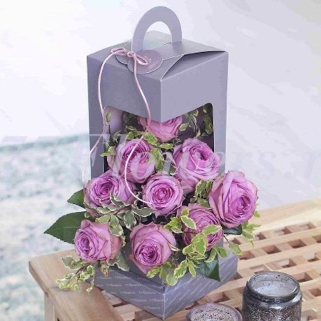 №5724 - Фирменная коробка FlowerLamp с сиреневой розой - фото 777flowers