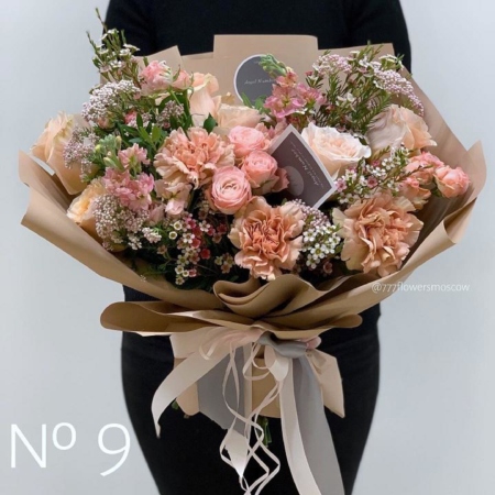 №9 - Букет в персиковом цвете коллекции Angel Number - фото 777flowers