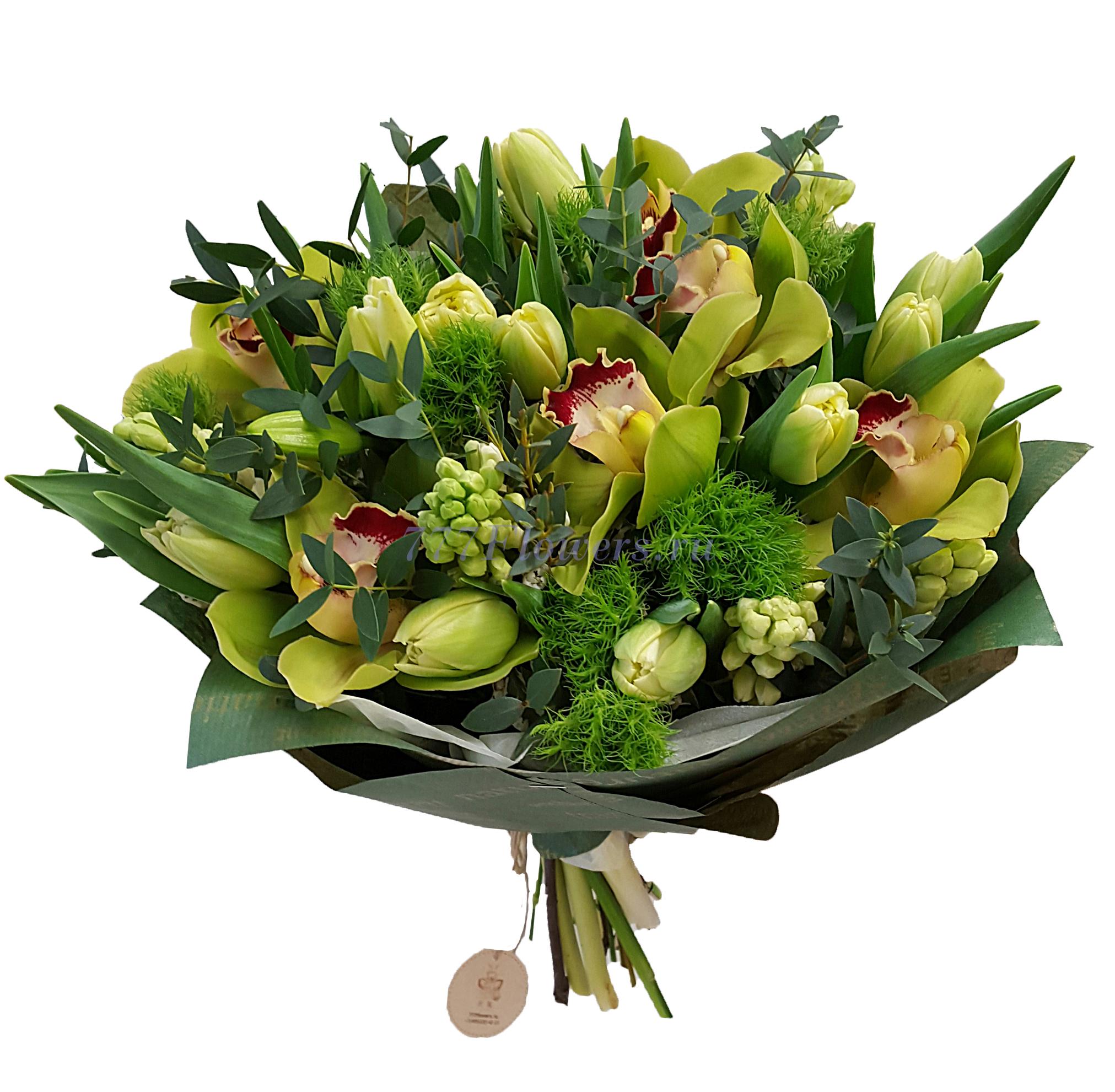 Зеленый букет с орхидеей (арт. 1045) купить за 4900 руб.
